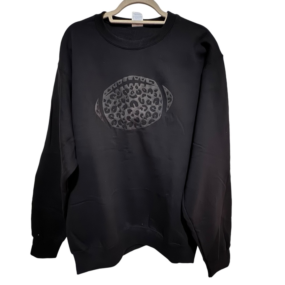 Port and Company - Black Cheetah, puffy Football sweatshirt - size L - NWOT